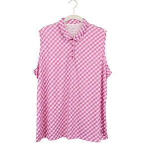Nike Women's Dry Fit Victory Sleeveless Golf Polo Pink/White Size XXL